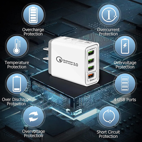 US 4 Port Fast Quick Charge QC 3.0 USB Hub Wall Home Charger Power Adapter Lot