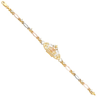 Gold 14K Tri Color Gold 15Years ID Bracelet - 7.5''