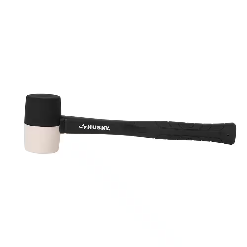 Husky Rubber Mallet Hammer 16 Oz White Black Fiberglass Handle Non Marking