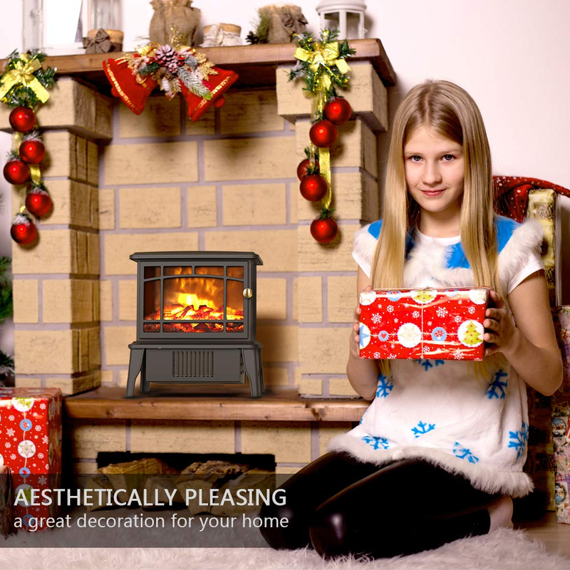 OPOLAR Mini Portable Electric Fireplace Heater, Small Desktop Space with Realist