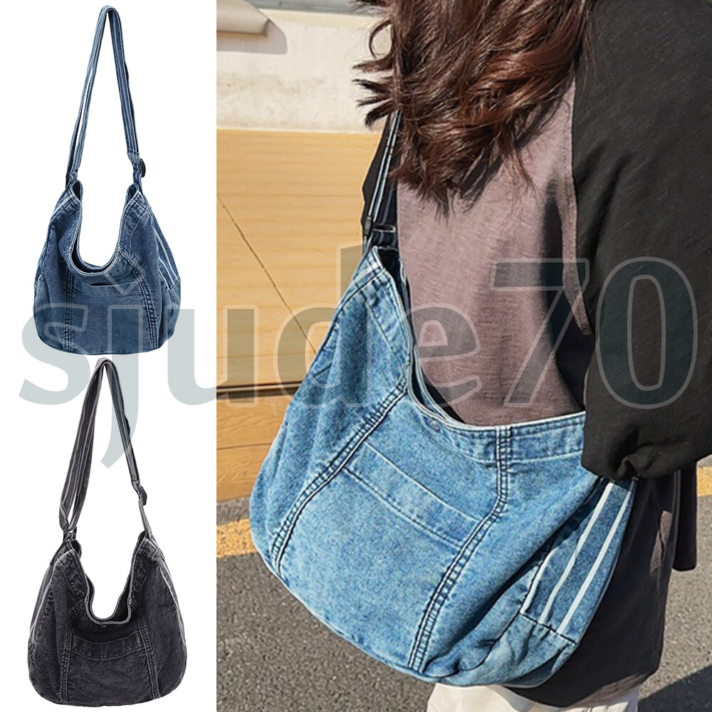 トートバッグ COYSEIO : 25SS / REVERSIBLE CHECK DENIM BAG (2COLORS) CoCoMangos Denim Tote Bag for Women Canvas Messenger Bag