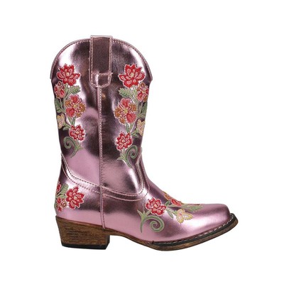 

Розовые повседневные ботинки Roper Riley с цветочным принтом и коротким носком для девочек-подростков 09-018-1566-33, Розовый, Roper Riley Floral Snip Toe Cowboy Youth