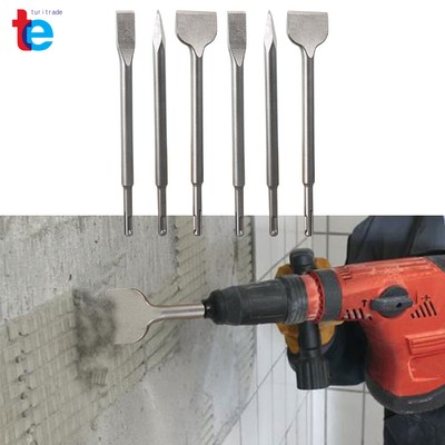 Concrete Drill Bit Set Includes Point Chisel + 20mm & 40mm Flat Chisel 6-Pack