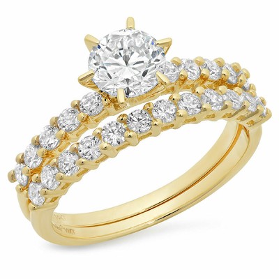 Pre-owned Pucci 3.10 Carat Round Cut Solitaire Engagement Ring Band Set 14k Yellow Gold Bridal In White/colorless