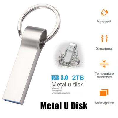 1x 2TB USB 3.0 Flash Drive Memory Stick Pen U Disk Metal Key Thumb for PC Laptop