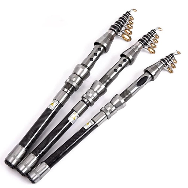 Carbon Fiber Telescopic Fishing Rod Travel Portable Spinning Pole Sea Freshwater
