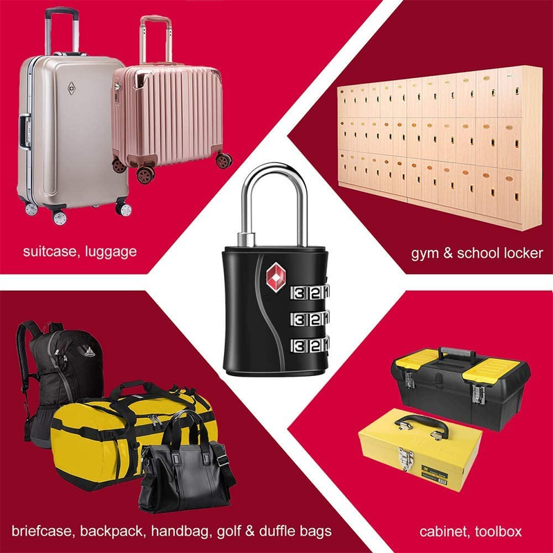 ZHEGE Luggage Locks TSA Approved, Small Padlock for Travel, Suitcase, Backpack,