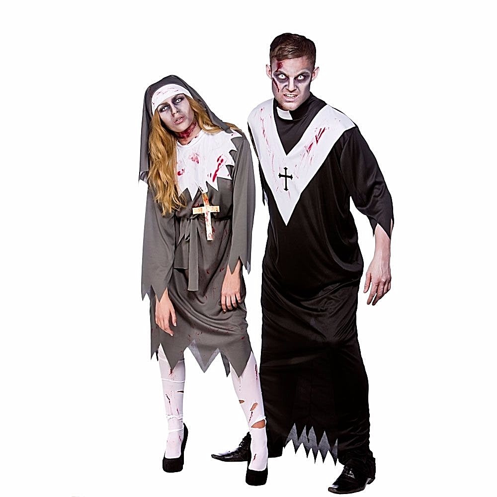 ZOMBIE PRIEST + SATANIC SISTER Halloween Evil Scary Fun Fancy Dress