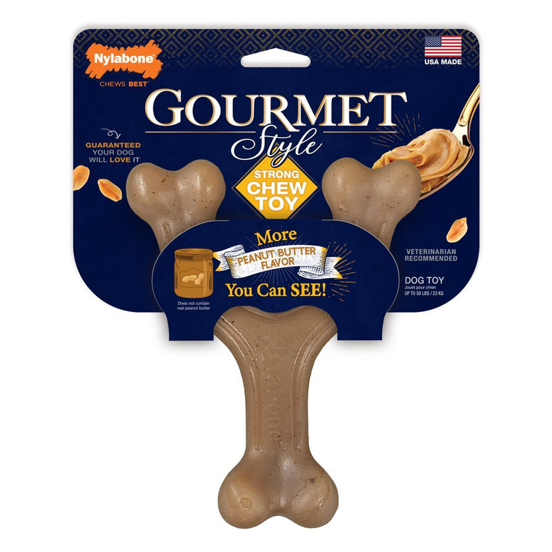 Nylabone Gourmet Style Dog Chew Toy Wishbone Peanut Butter Large/Giant (1 Count)