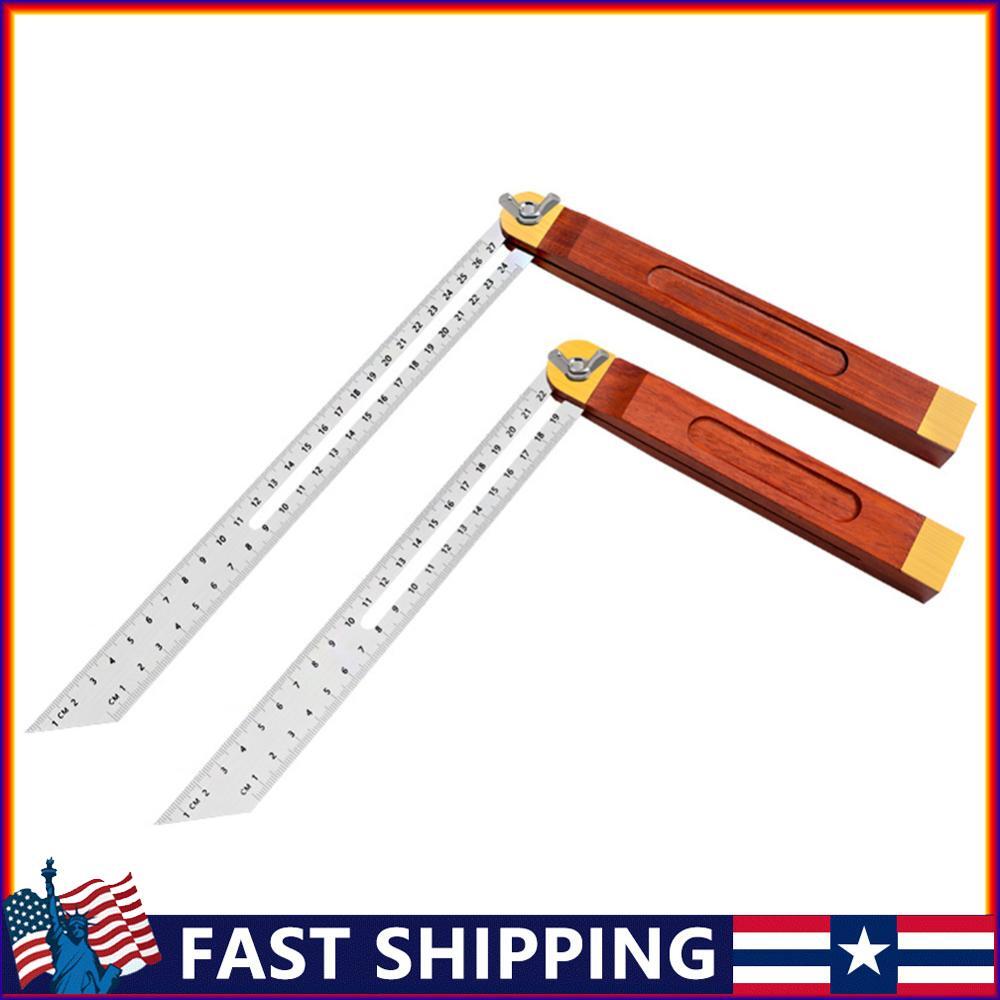 Wooden Marking Angle Rulers Gauges Tri Square Sliding T-Bevel with Wooden Handle