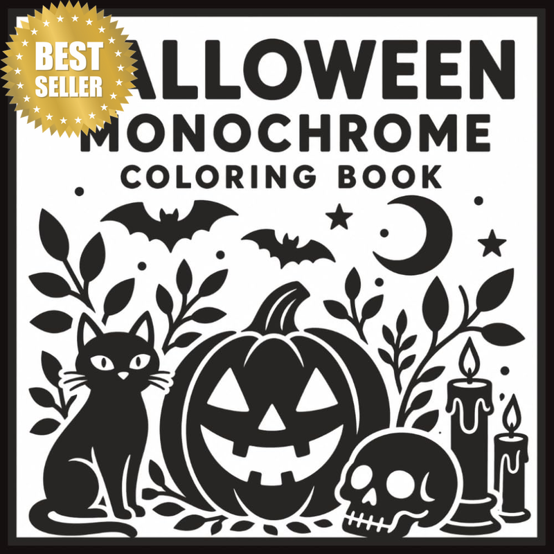 Halloween Monochrome Coloring Book for Adults: One Color Halloween Designs Featu