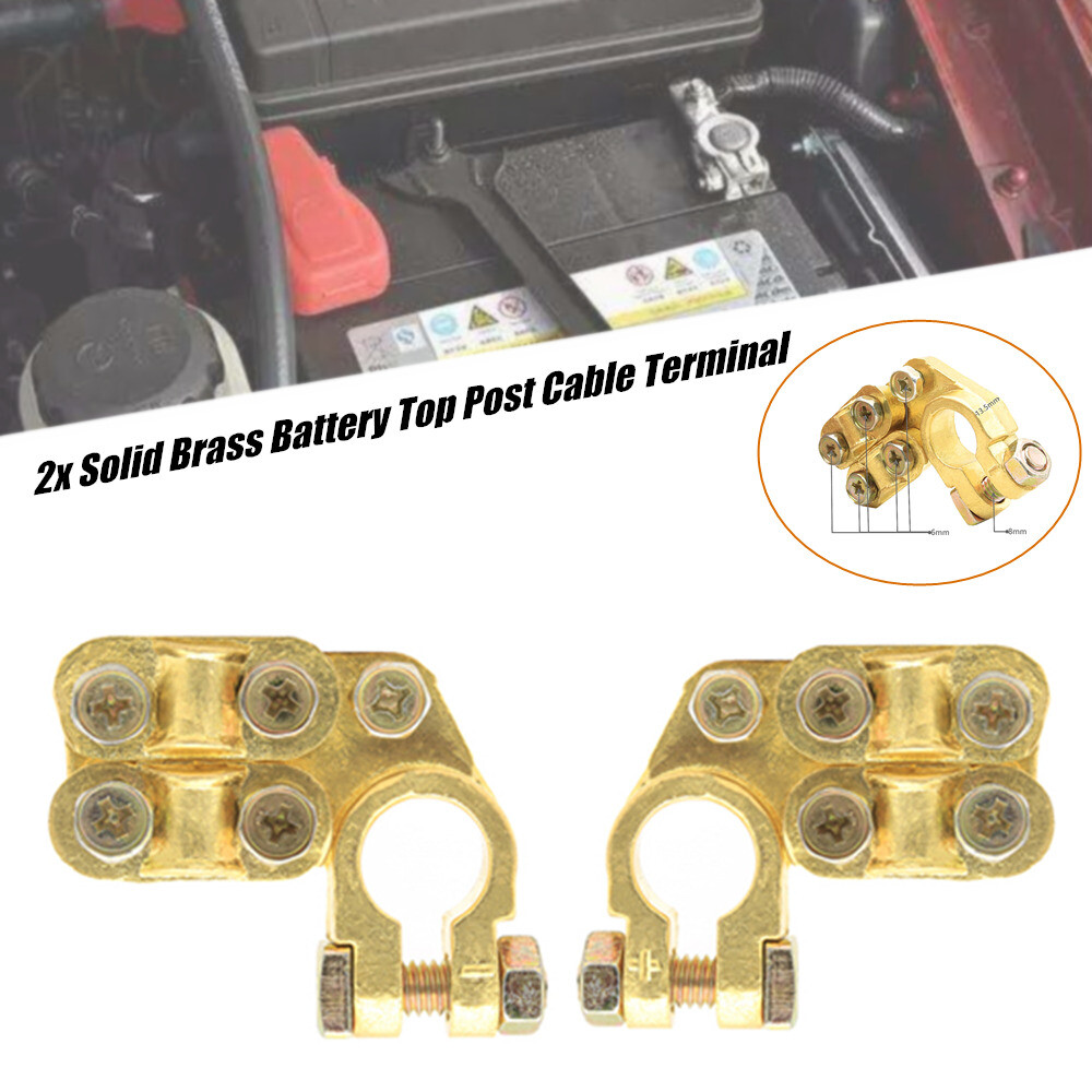 2x Brass Heavy Duty Battery Top Post Cable Terminal Wire Terminals 5 Screw M6/M8
