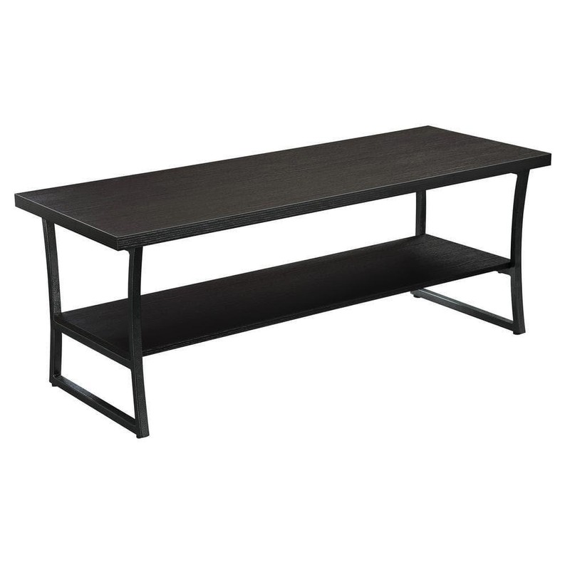 Wood Coffee Table Espresso Finish Rectangular with Bottom Shelf 48
