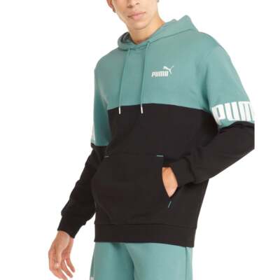 

Puma Power Colorblock Pullover Hoodie Мужская синяя повседневная верхняя одежда 848009-50, Синий