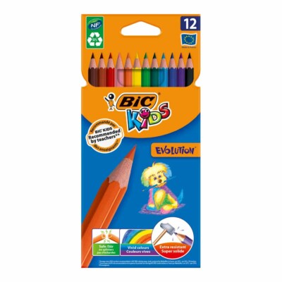 BIC Kids Evolution ECOlutions Colouring Pencils in Assorted Colours Packs of 12