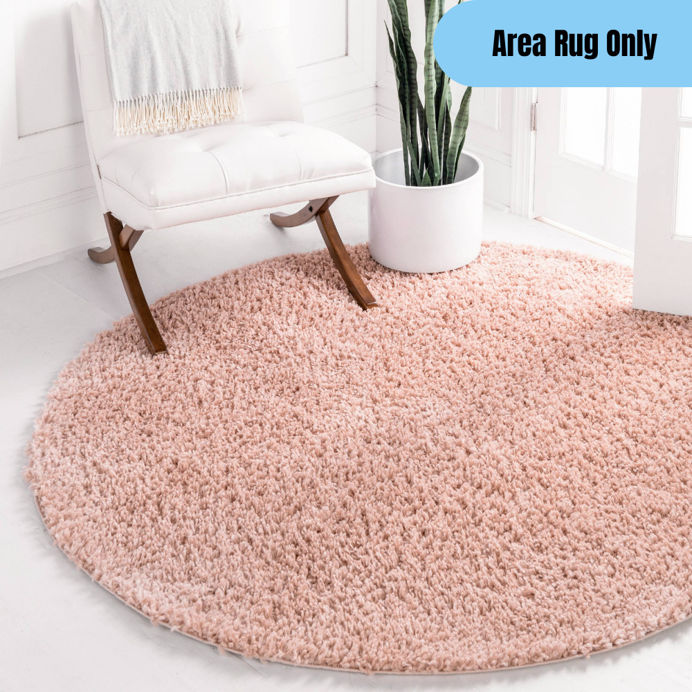 5 X 5 Feet Contemporary Round Soft Shag Area Rug Living Room Accent Decor Pink EBay