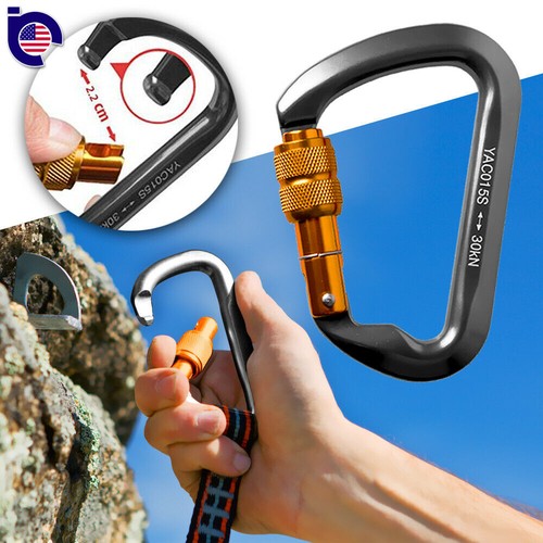 CARABINER STEEL Twist Lock 30KN Screw Locking Rock Climbing Hiking Gate Outdoor