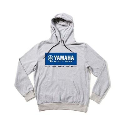D'Cor Visuals - Yamaha Racing Mens Long Sleeve Pullover Hoody Sweatshirt - Grey