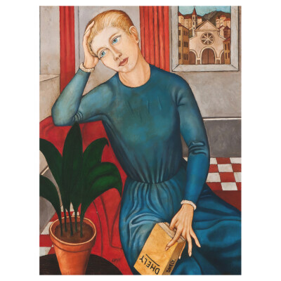 Stampa su tela - La Ragazza Sentimentale - Ubaldo Oppi - Quadro su Tela, Decoraz