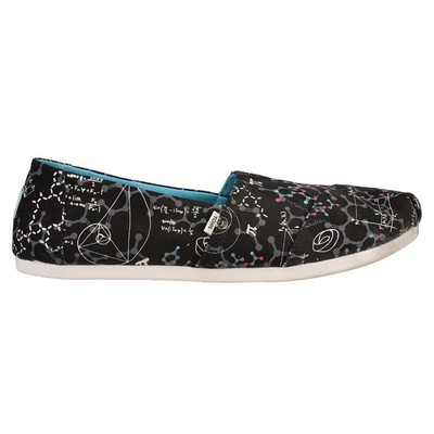 TOMS 10016040T Женские шлепанцы из альпаргаты с рисунком на плоской подошве, повседневные, черные, размер