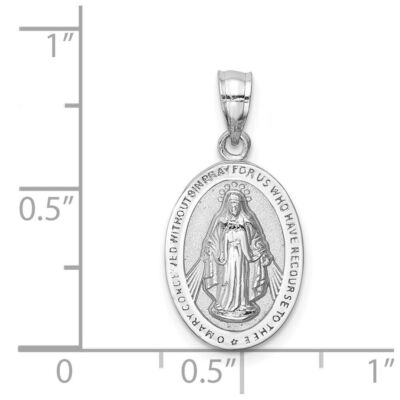 Pre-owned Diamond2deal 14k White Gold Miraculous Medal Pendant 1.31g L-21.5mm W- 11.3mm