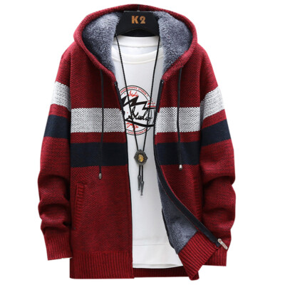 Mens Thick Warm Fleece Lined Hooded Hoodie Winter Zip Up Coat Jacket Sweatshirt