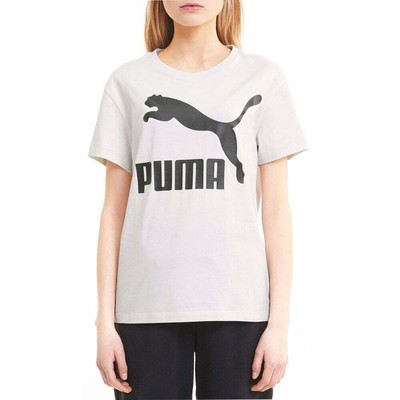 

Футболка Puma Classics Logo с круглым вырезом и короткими рукавами, женские повседневные топы размера  59, Grey