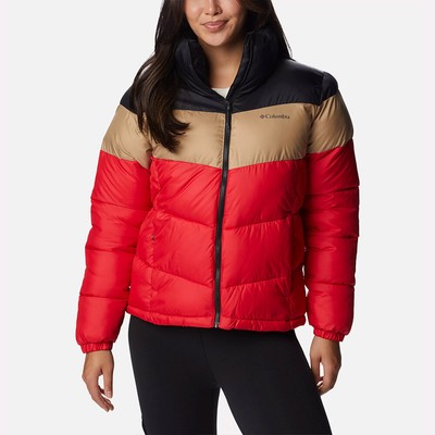 

Columbia Wmns Puffect Color Blocks Женские куртки красная лилия/пляж/черный, Красный, Columbia Wmns Puffect Color Blocked Jackets