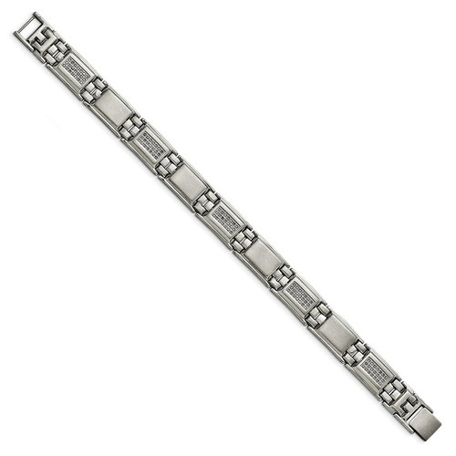 Pre-owned Chisel Stainless Steel Polished/matte 3/4ct Tw. Diamond Bracelet In Silver