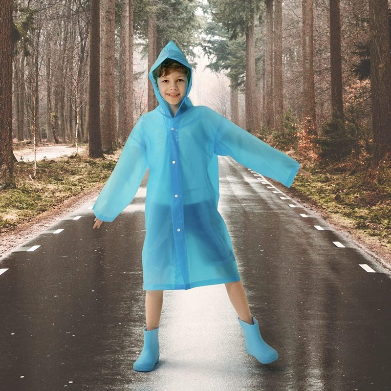 2 Pack Raincoats for Kids, Reusable Rain Ponchos with Hood and Sleeves Waterproo
