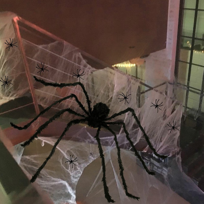 Details About 7m Giant Spider Hunting Web Cobweb Spiders Halloween Props Outdoor Decorations