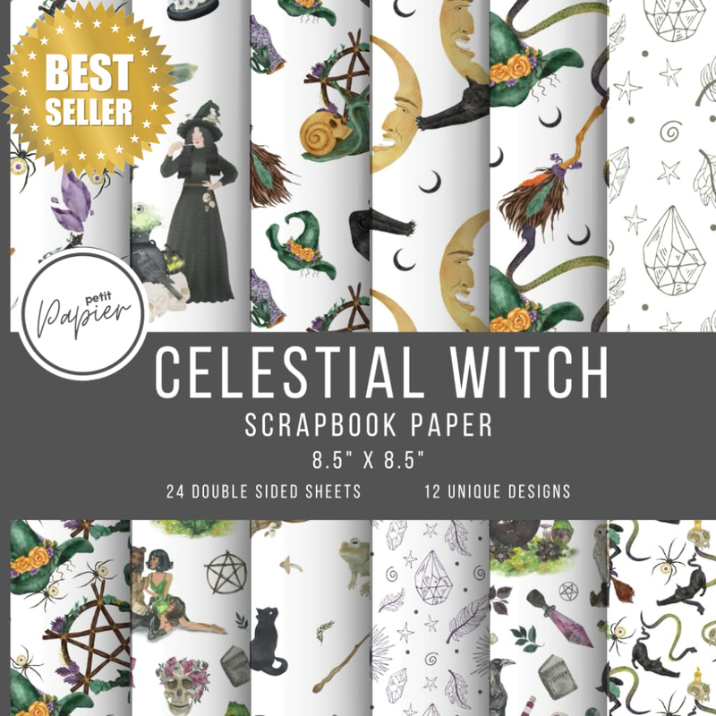 Celestial Witch Scrapbook Paper: 24 Double Sided Sheets, 12 Designs, 8.5" X 8.5"