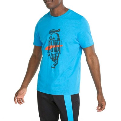 

Puma Qualifier Graphic Crew Neck Футболка с коротким рукавом Мужские синие повседневные топы 5321, Синий, Puma Qualifier Graphic Crew Neck Short Sleeve T-Shirt