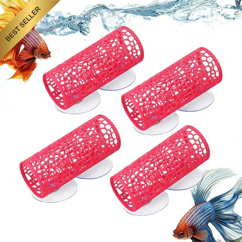 4 Pcs Betta Fish Tank Accessories, Betta Fish Hiding Tube Accessory with Suction