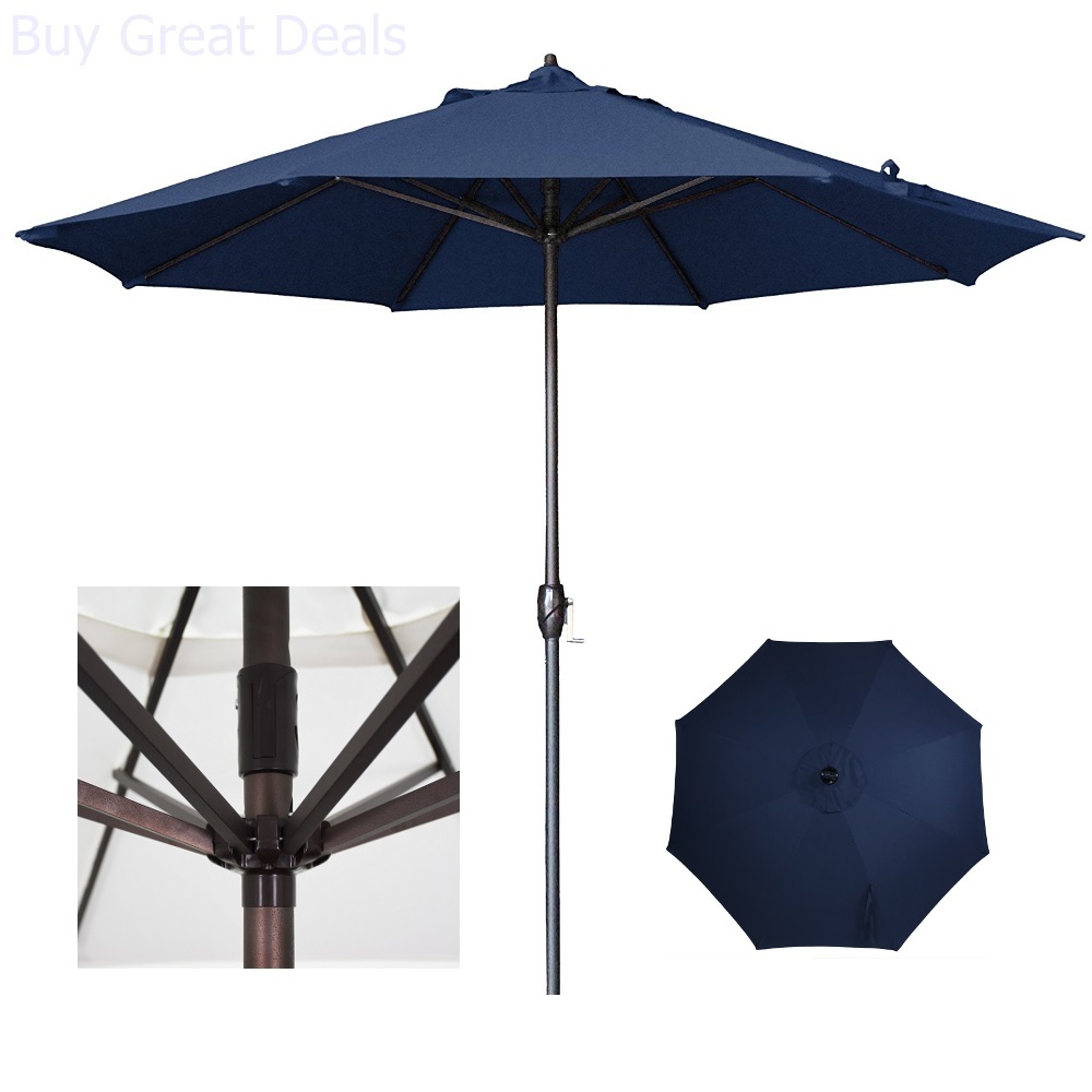 California Umbrella Patio Umbrella Aluminum Auto Tilt In Navy Blue