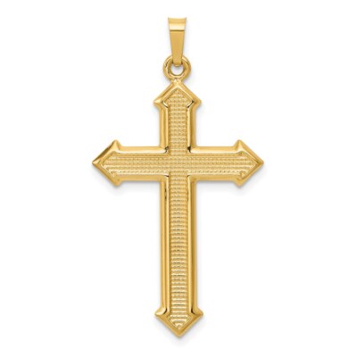 14K Yellow Gold Polished & Textured Passion Cross Pendant