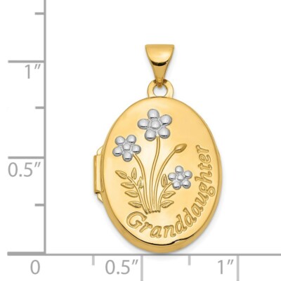 Pre-owned Skyjewelers Real 14kt With Rhodium 21mm Oval Granddaughter Locket In Yellow