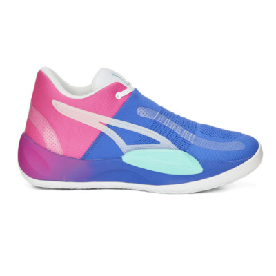 Puma Rise Nitro Fadeaway Basketball Mens Blue, Pink Sneakers Athletic Shoes 378