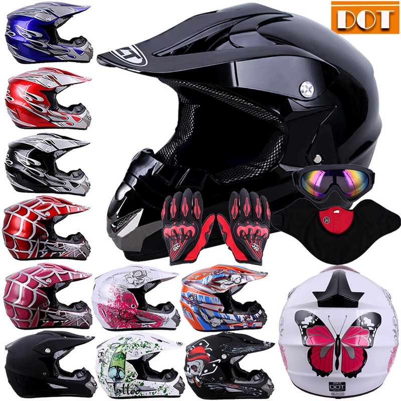 DOT Adult Youth Kids Motocross ATV Dirt Bike UTV Off Road Helmet/Goggles+Gloves