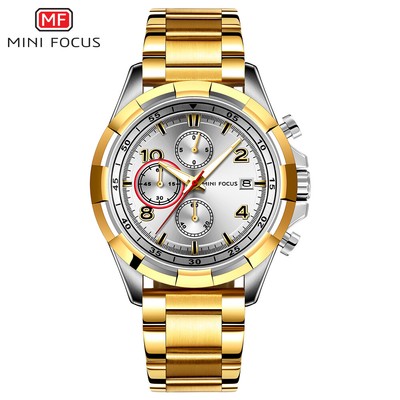 MINIFOCUS Mens Quartz Watch Waterproof Stainless Steel Wristwatch Chronograph