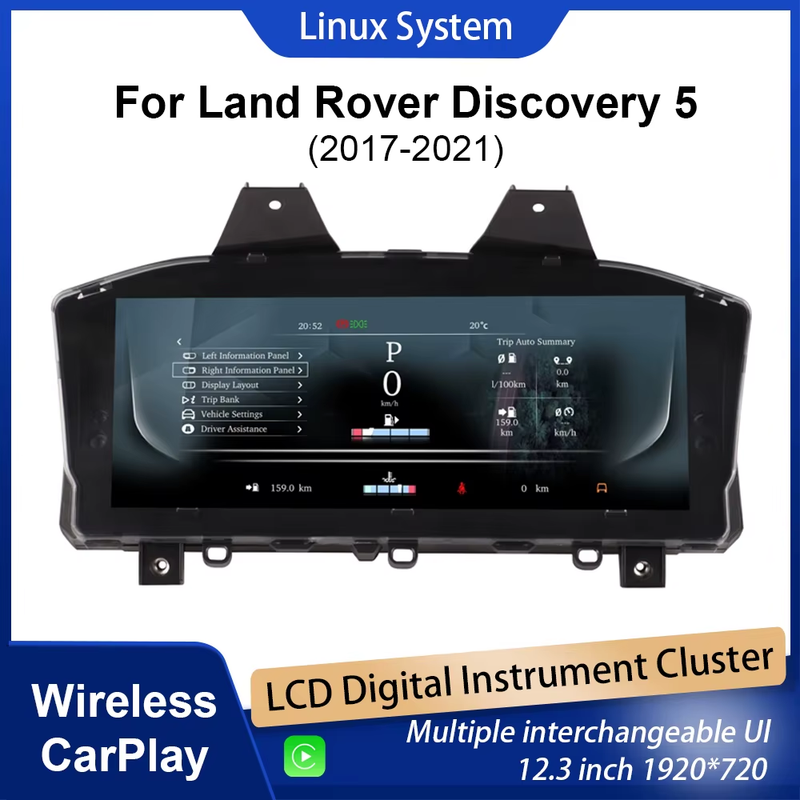 Digital Cluster Dashboard For Land Rover Discovery 5 2017-2021 Speedometer Wirel