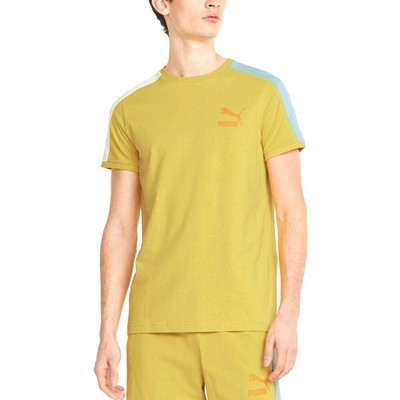 

Мужские желтые повседневные топы Puma Iconic T7 с круглым вырезом и коротким рукавом с логотипом 599869, Желтый, Puma Iconic T7 Logo Crew Neck Short Sleeve TShirt