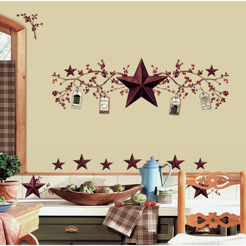 RoomMates RMK1276SCS Country Stars and Berries Peel and Stick Wall Decals