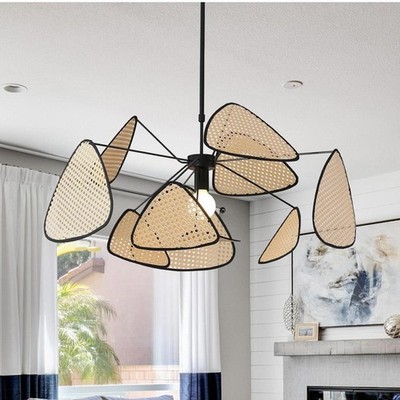 HvKvHvY lampenschirm Rattan Pendelleuchte, Boho E27 Lampenschirm, Hängende