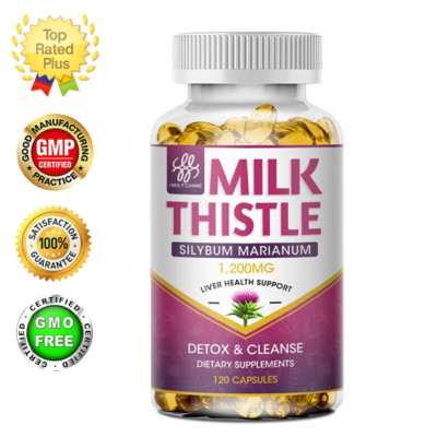 Milk Thistle 120 Pills 1200mg (Silymarin) wIth Dandelion Root Liver Support