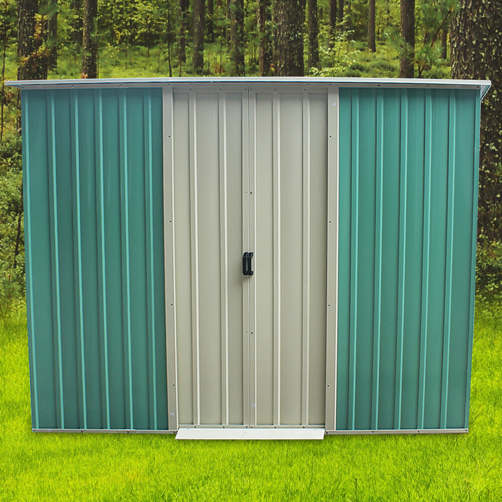 New 8x4FT Metal Garden Shed Heavy Duty Steel Sheds Tools 