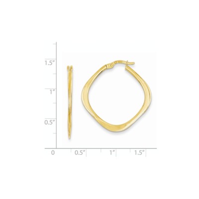 Pre-owned Superdealsforeverything Real 14kt Yellow Gold Tapered Princess Square Hoop Earrings
