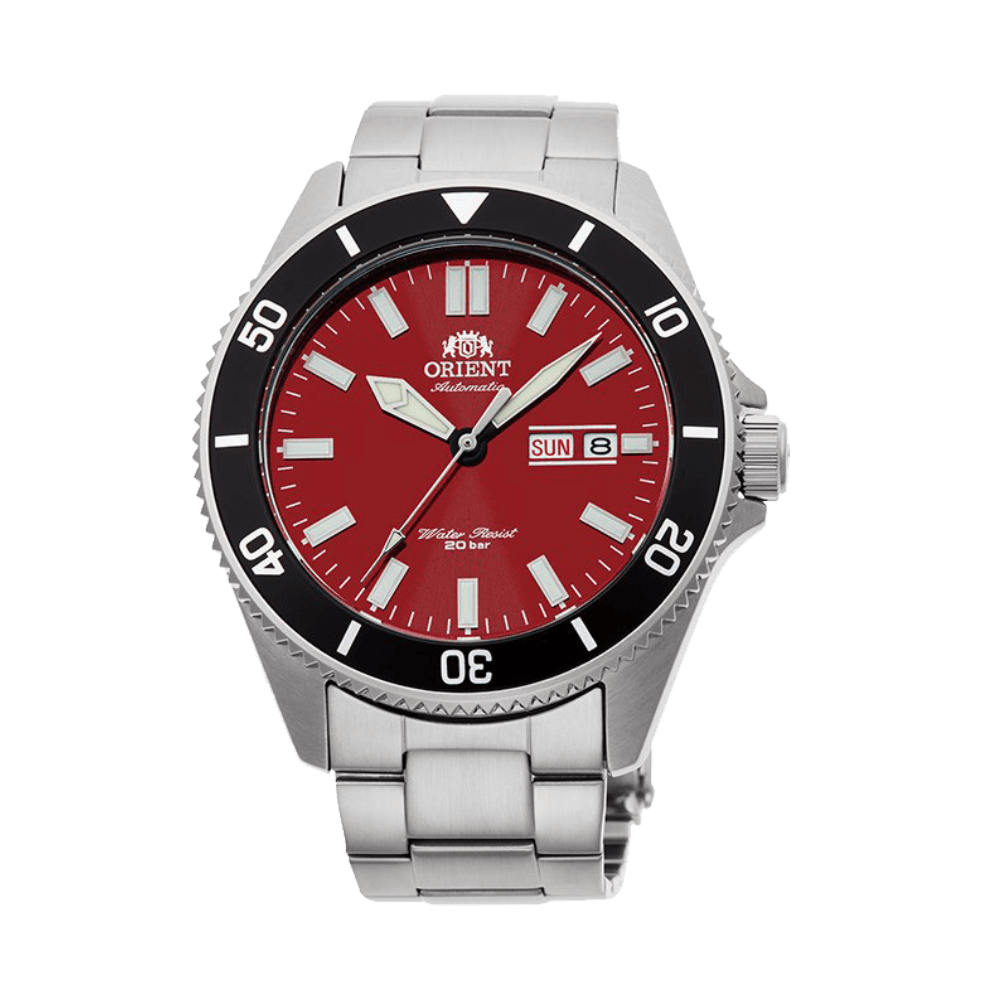 Pre-owned Orient Kano Diver Mechanical Watch Day Date Red Dial Aa0915r Made In Japan