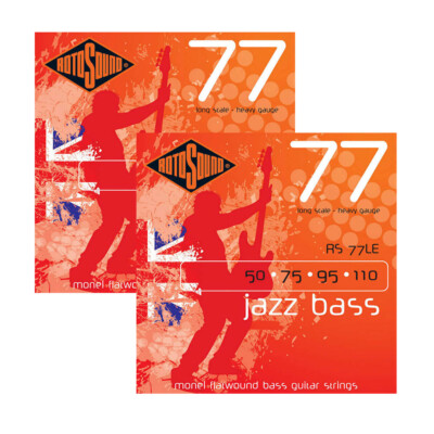 2-Pack of Rotosound RS77LE Monel Flatwound Bass Guitar Strings 50-110