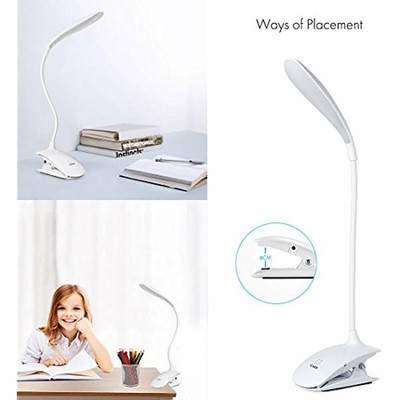 ICKER Desk Lamp With16 LEDs, Clip On Reading Light For Books Bed, 3 Levels USB
